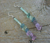 Earrings Fluorite Dangle  -long